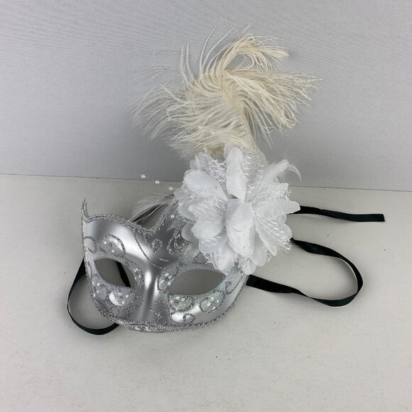 Masquerade Fancy Disguise Party Custom Dress Up Mystery Black Gray Tie Back D - Picture 1 of 7